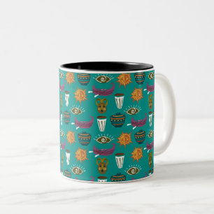 Caneca De Café Em Dois Tons Padrão Floral Bonito