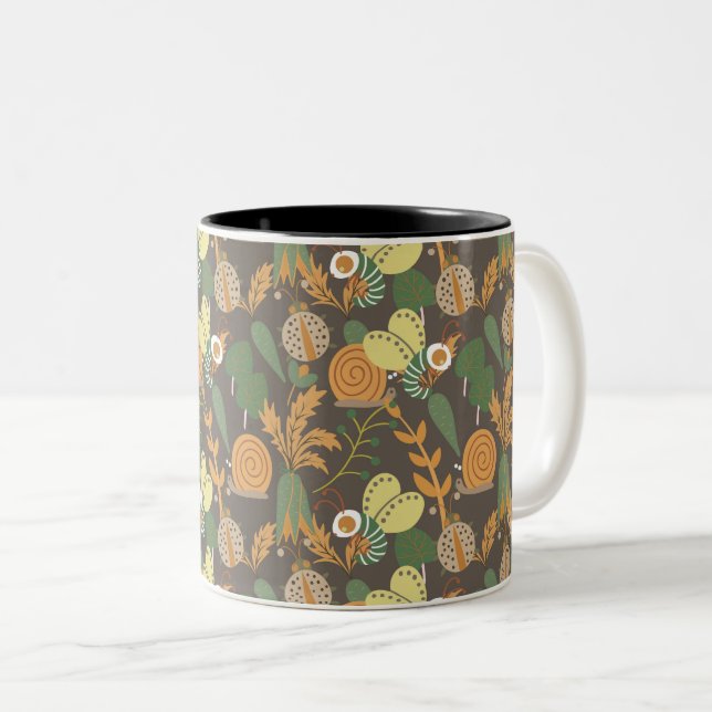 Caneca De Café Em Dois Tons Padrão Floral bonito (Frente Esquerda)
