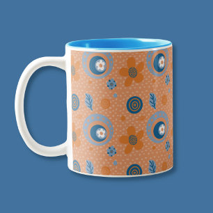 Caneca De Café Em Dois Tons Padrão Floral da Zesty Summer