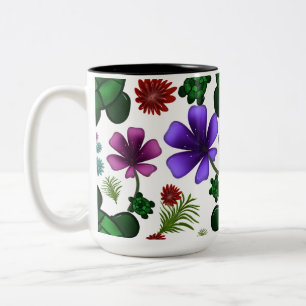 Caneca De Café Em Dois Tons Padrão floral de tartaruga