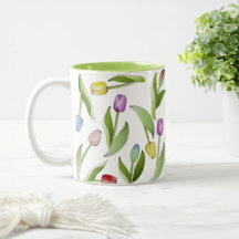 Padrão Floral de Tulipas Coloridas Modernas e Eleg