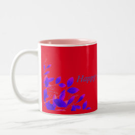 Caneca De Café Em Dois Tons padrão floral elegante roxo rosa
