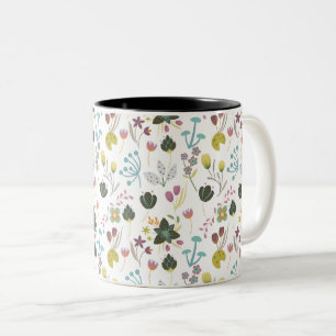 Caneca De Café Em Dois Tons Padrão Floral legal