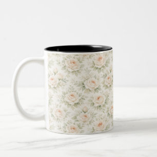 Caneca De Café Em Dois Tons Padrão Floral Nupcial