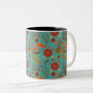 Caneca De Café Em Dois Tons Padrão Floral Único