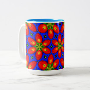 Caneca De Café Em Dois Tons Padrão Floral Vermelho Cinto