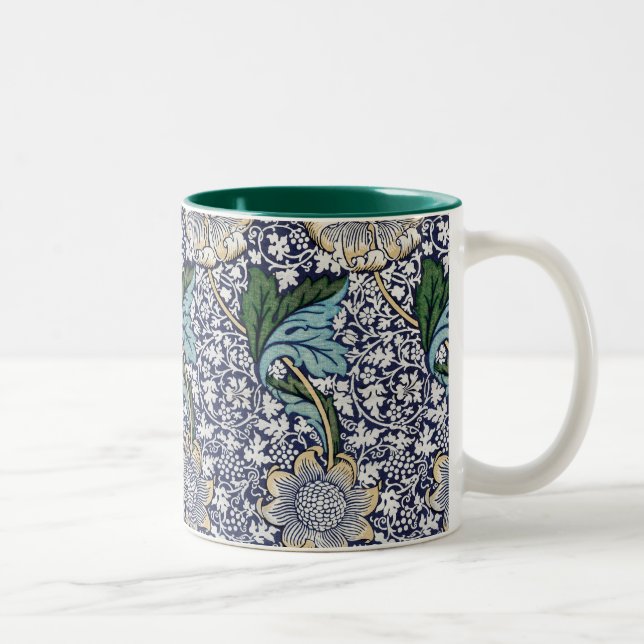 Caneca De Café Em Dois Tons Padrão Floral - William Morris (Direita)