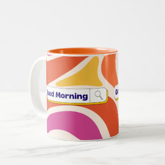 Caneca De Café Em Dois Tons Padrão Funky Retro Wave Good Morning Search Bar M