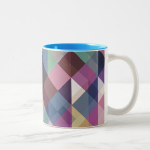 Caneca De Café Em Dois Tons Padrão Geométrico Colorido
