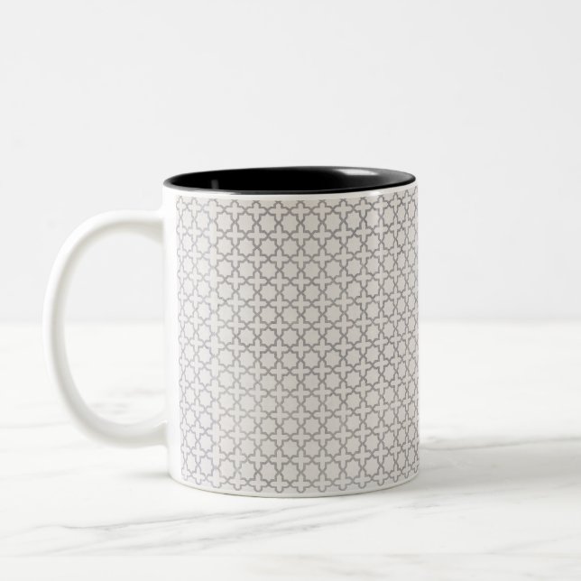 Caneca De Café Em Dois Tons Padrão geométrico do bege (Esquerda)