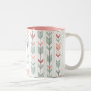 Caneca De Café Em Dois Tons Padrão geométrico em estilo retrô