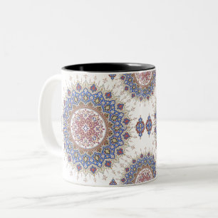Caneca De Café Em Dois Tons Padrão Geométrico Ornamental Marroquino