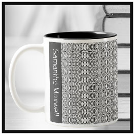 Caneca De Café Em Dois Tons Padrão geométrico preto e branco personalizado