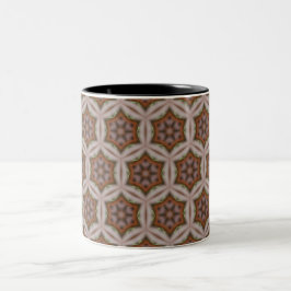 Caneca De Café Em Dois Tons Padrão Intrincado de Estrela Geométrica em Tons Te