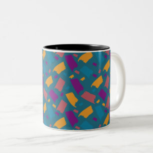 Caneca De Café Em Dois Tons Padrão irregular muito colorido