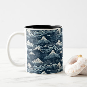 Caneca De Café Em Dois Tons Padrão Japonês da Grande Onda 