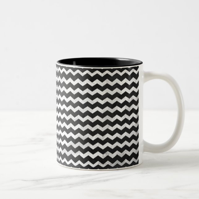 Caneca De Café Em Dois Tons Padrão Kohl Black Chevron (Direita)