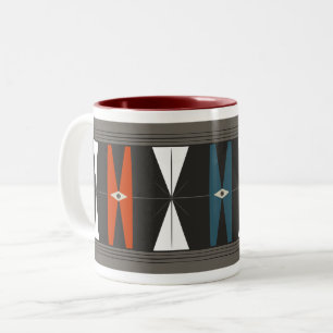 Caneca De Café Em Dois Tons Padrão MODern do desenho animado - Vermelho, Branc