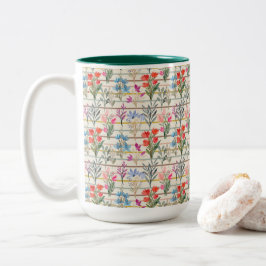 Caneca De Café Em Dois Tons Padrão Moderno de Flor de Cores de Água
