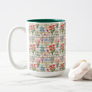 Caneca De Café Em Dois Tons Padrão Moderno de Flor de Cores de Água