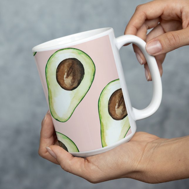 Caneca De Café Em Dois Tons Padrão Moderno De Pastel Rosa E Verde Avocado (Criador carregado)