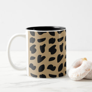 Caneca De Café Em Dois Tons Padrão Moderno Elegante Trendy Leopard