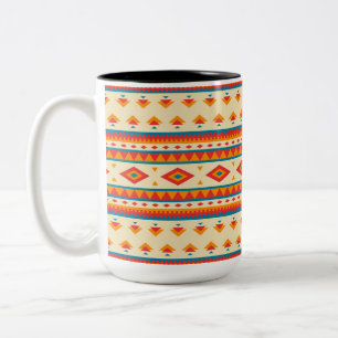 Caneca De Café Em Dois Tons Padrão Nativo Americano