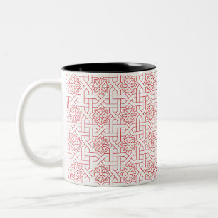 Caneca De Café Em Dois Tons Padrão Ornamental Floral Geométrico