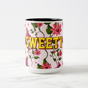 Caneca De Café Em Dois Tons Padrão personalizado de borboleta floral