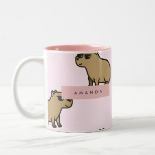 Caneca De Café Em Dois Tons Padrão Personalizado De Cachorro Cuto Pastel