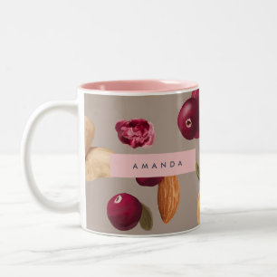 Caneca De Café Em Dois Tons Padrão Personalizado de Loucos de Colheita de outo