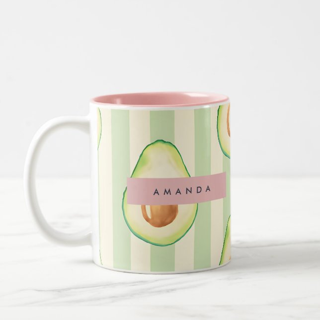 Caneca De Café Em Dois Tons Padrão personalizado Kawaii Avocado (Esquerda)
