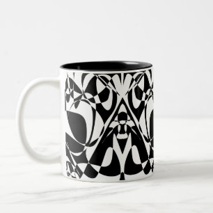 Caneca De Café Em Dois Tons Padrão Preto E Branco Da Groovy