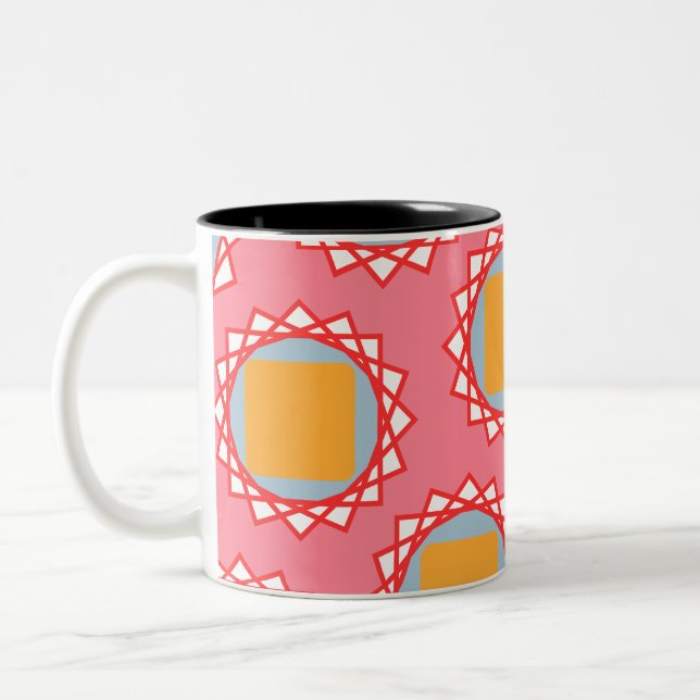 Caneca De Café Em Dois Tons Padrão Quadrado Amarelo Dourado (Esquerda)
