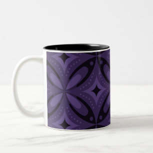 Caneca De Café Em Dois Tons Padrão Retro Cor-de-rosa Escuro