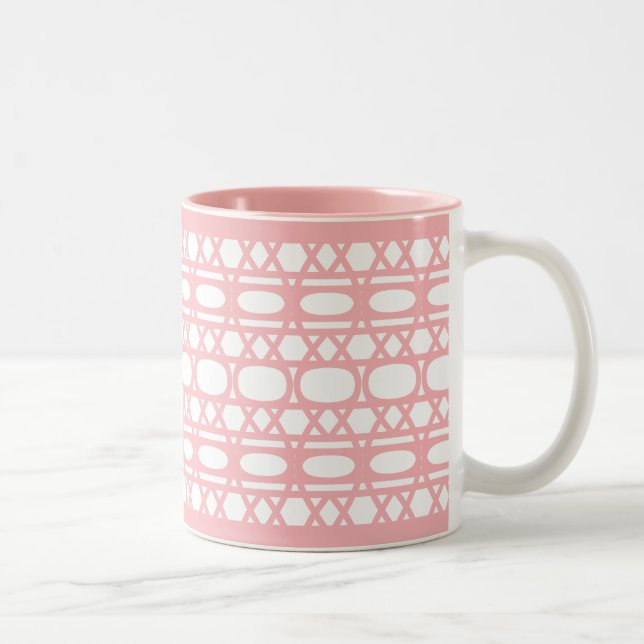 Caneca De Café Em Dois Tons Padrão Rosa Abstrato Elegante (Direita)