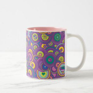 Caneca De Café Em Dois Tons Padrão Roxo do Círculo Supergirl