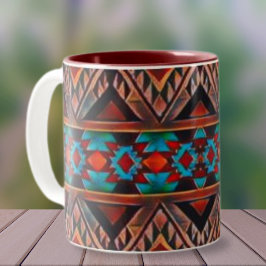 Caneca De Café Em Dois Tons Padrão Rustic Southwest