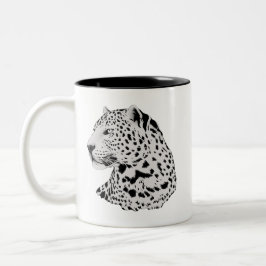 Caneca De Café Em Dois Tons Padrão Selvagem de Leopardo Selvagem e Nome Person