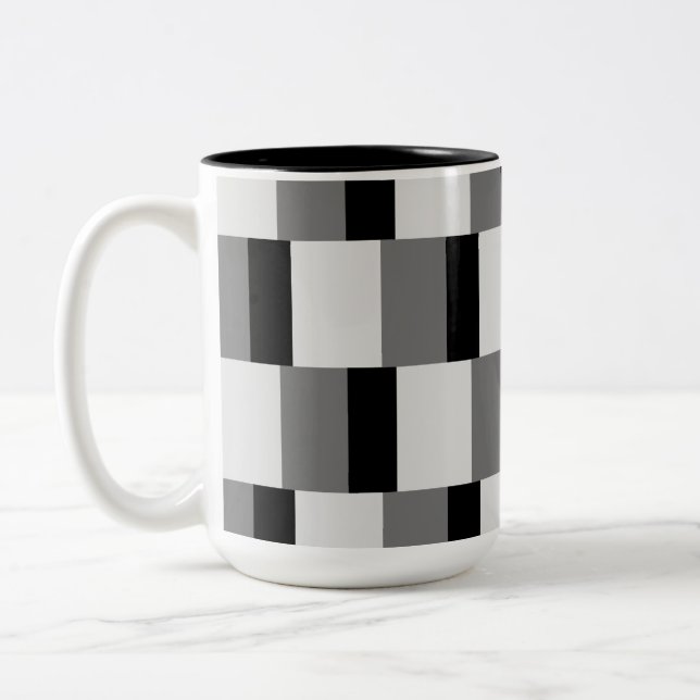 Caneca De Café Em Dois Tons Padrão Simples Preto e Cinza (Esquerda)