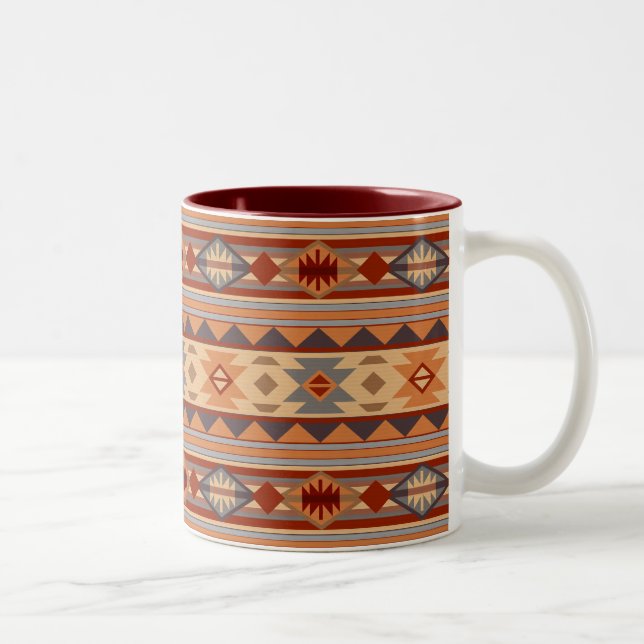 Caneca De Café Em Dois Tons Padrão Sudoeste Design Tan (Direita)