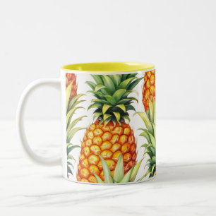 Caneca De Café Em Dois Tons Padrão tropical de abacaxi Colorido