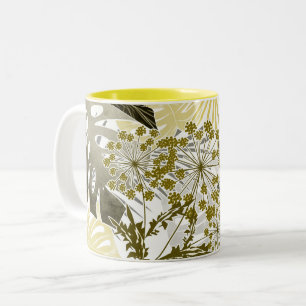 Caneca De Café Em Dois Tons Padrão tropical monstera palmeira exótica