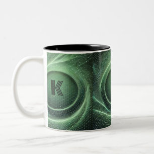 Caneca De Café Em Dois Tons padrão verde tipo rede
