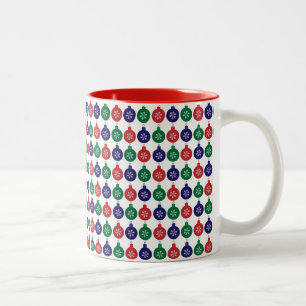 Caneca De Café Em Dois Tons Padrão Verde Vermelho e Azul Baleado