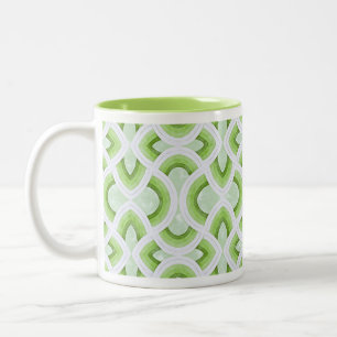 Caneca De Café Em Dois Tons Padrão Vintage Groovy Rainbow em Sage e Kiwi