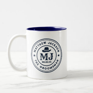 Caneca De Café Em Dois Tons Padrinhos de casamento Monogramas do logotipo Vint