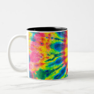 Caneca De Café Em Dois Tons Padrões Coloridos Tie-dye Hippie