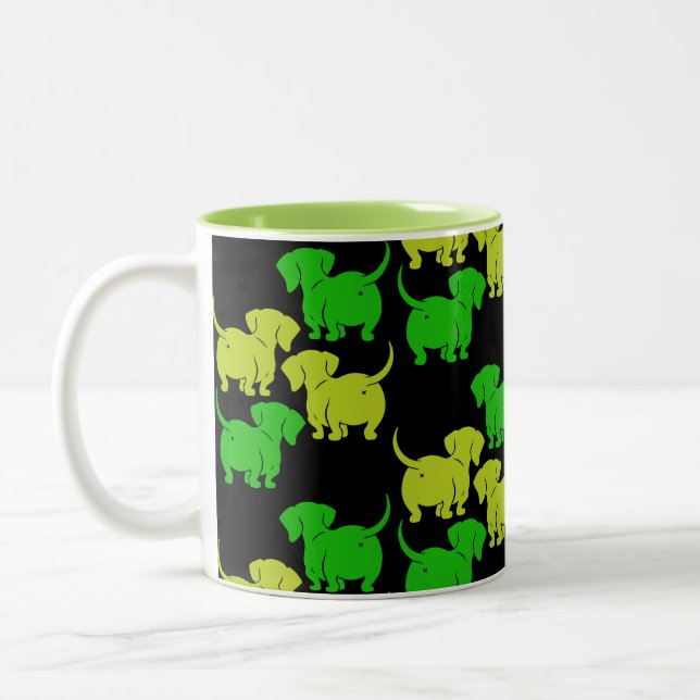 Caneca De Café Em Dois Tons Padrões de Cachorro Alemães (Esquerda)