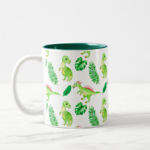 Caneca De Café Em Dois Tons Padrões de Cores de Água Cólitos Dinossauro Selvag